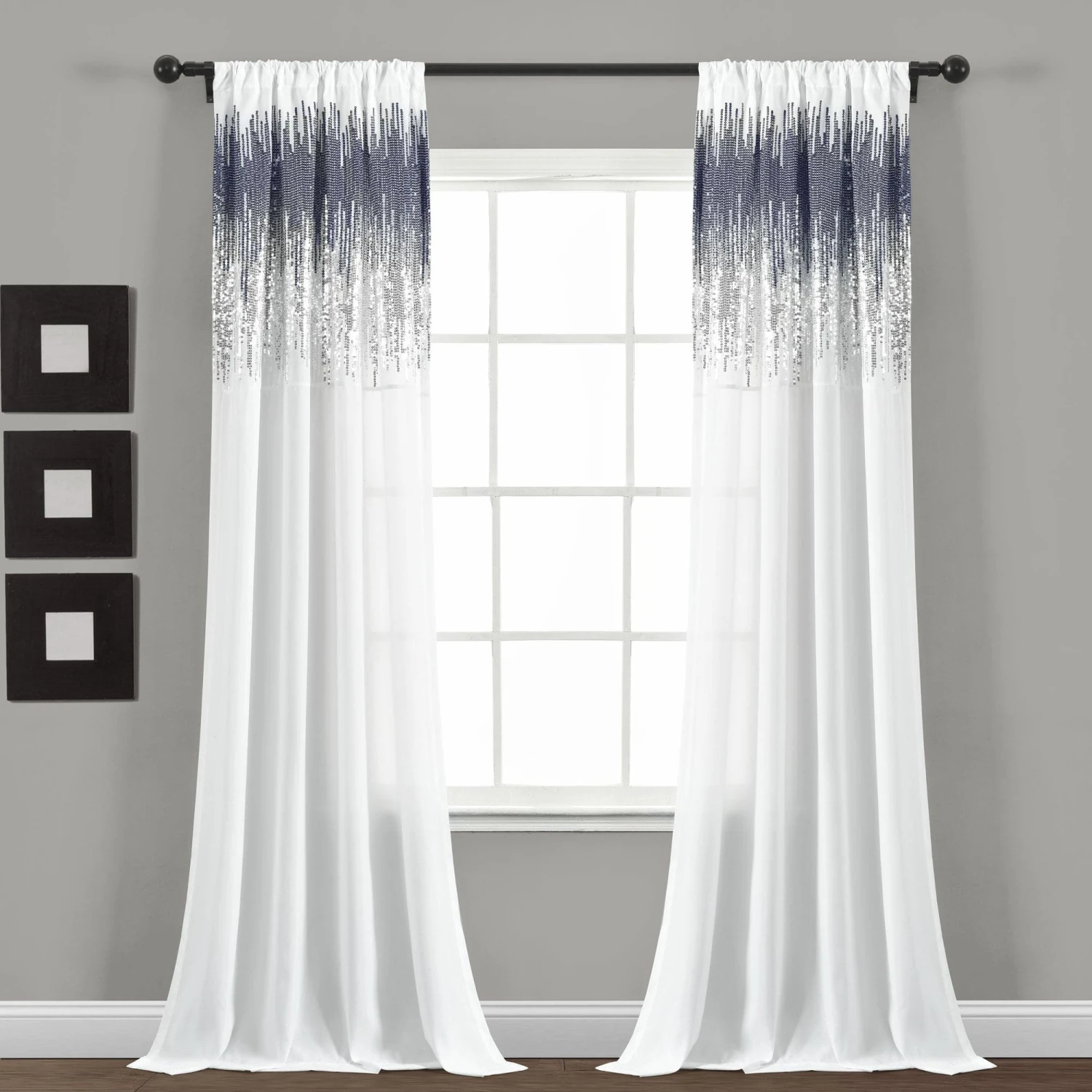 Shimmer Sequins Window Curtain Panel Set - Image 5