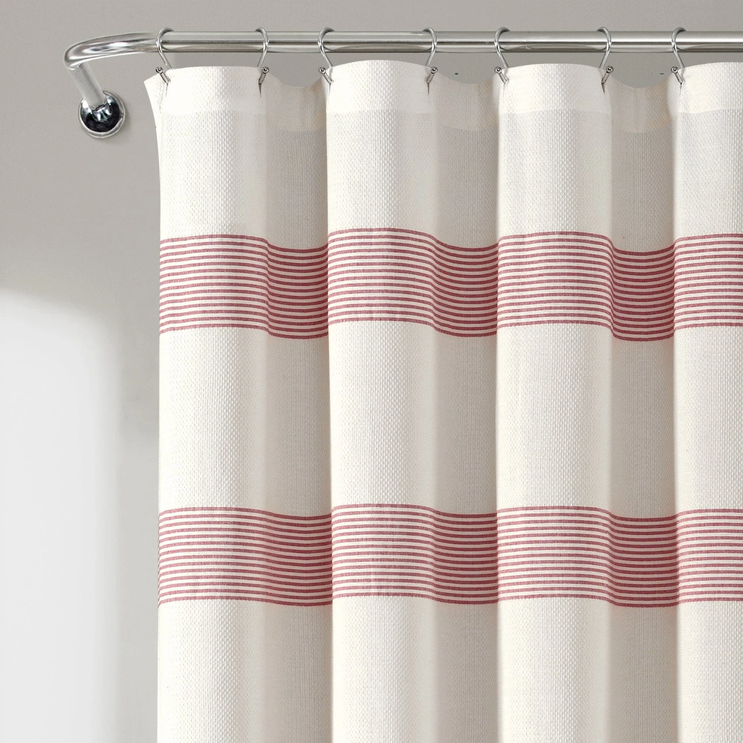 Tucker Stripe Yarn Dyed Cotton Knotted Tassel Shower Curtain - Image 12