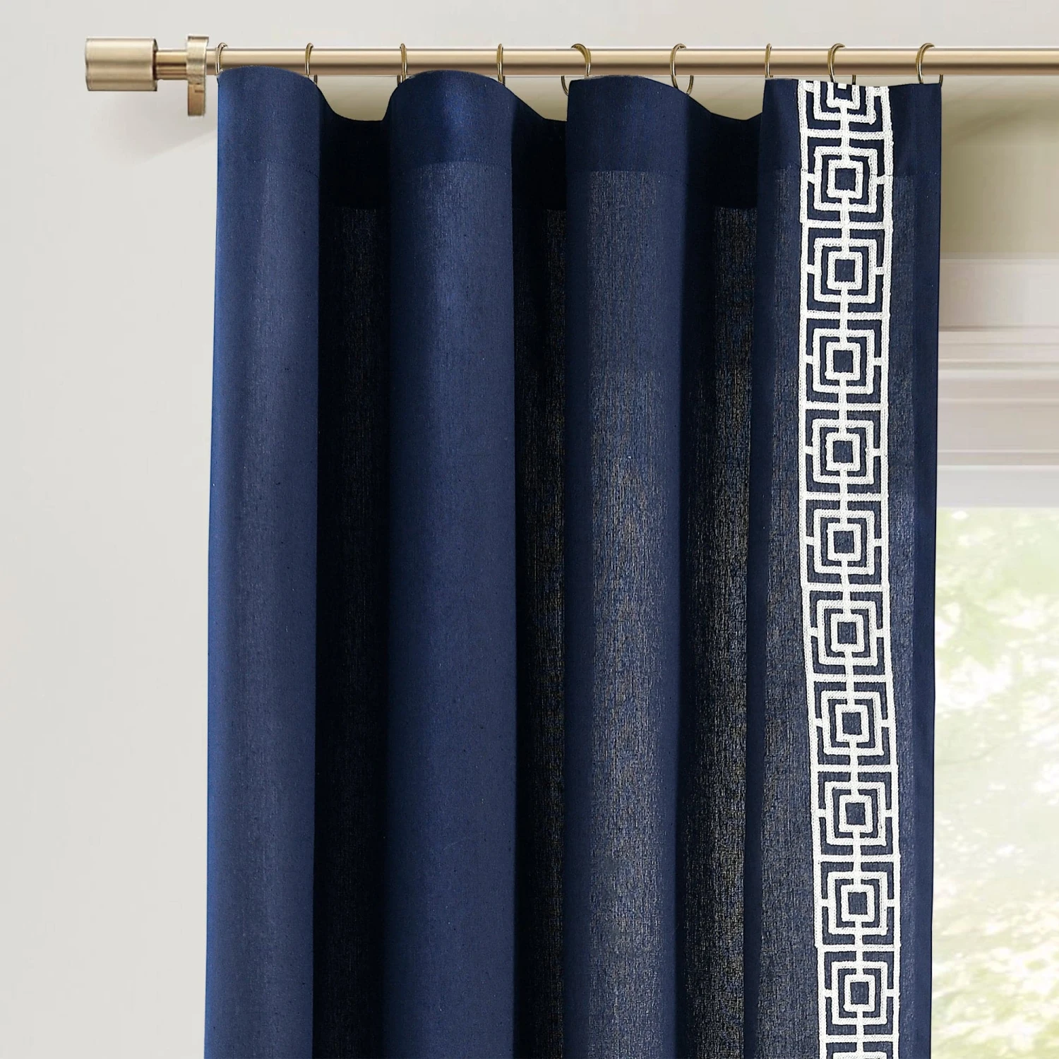 Luxury Modern Square Embroidery Border Window Curtain Panel - Image 2
