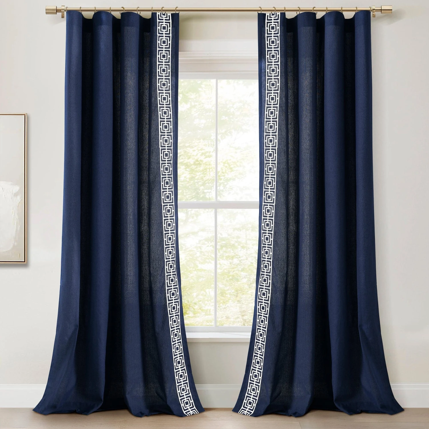 Luxury Modern Square Embroidery Border Window Curtain Panel - Image 4