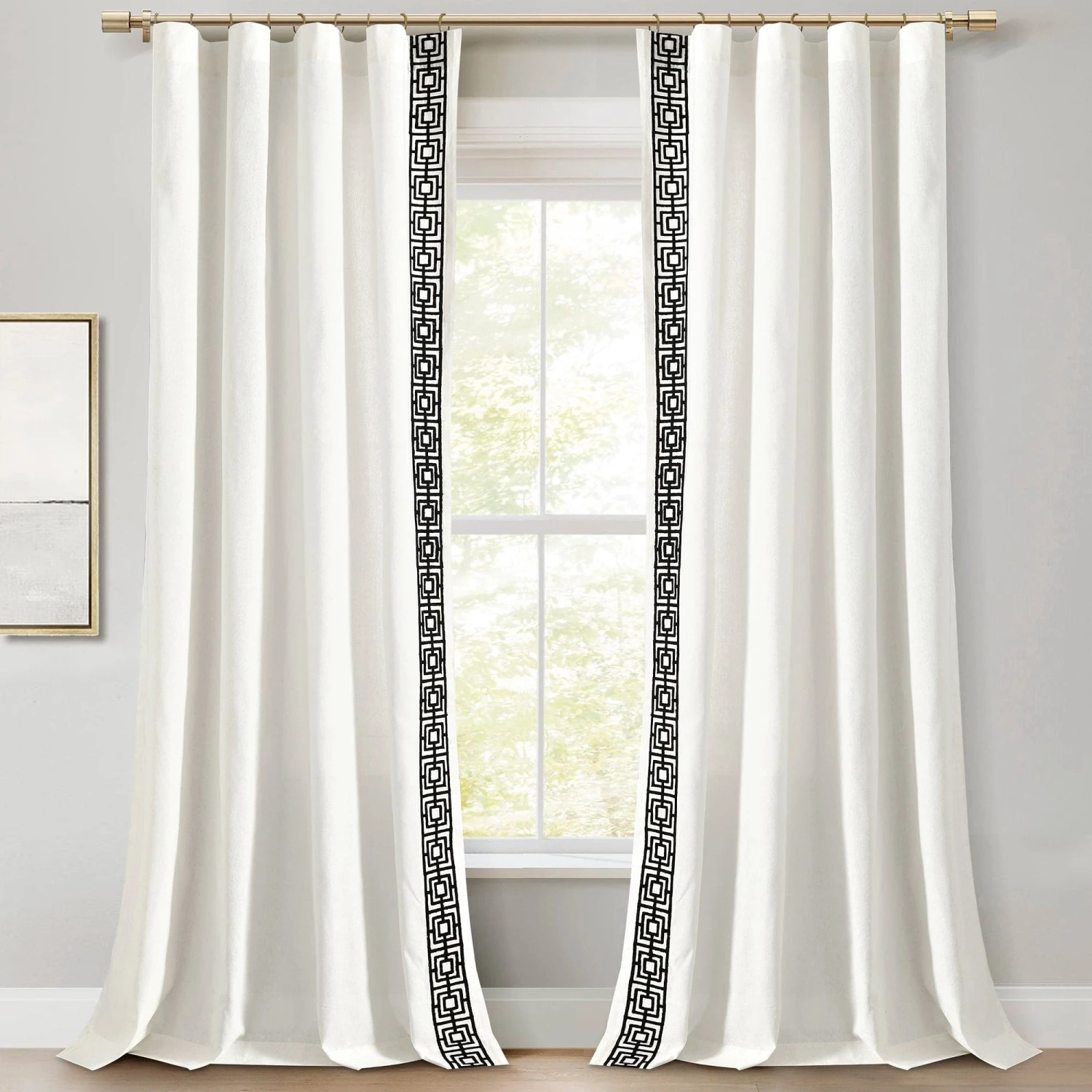 Luxury Modern Square Embroidery Border Window Curtain Panel - Image 9