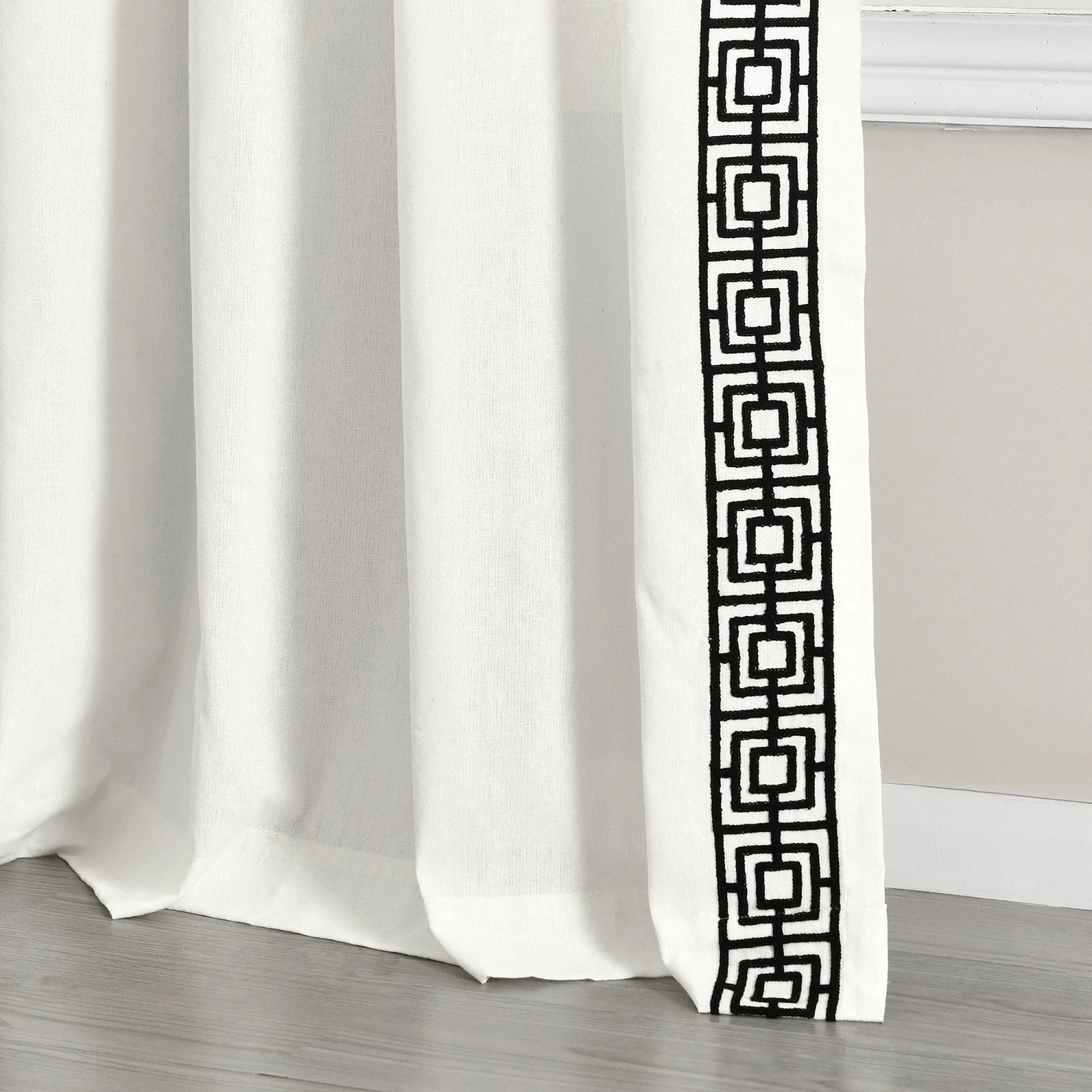Luxury Modern Square Embroidery Border Window Curtain Panel - Image 12