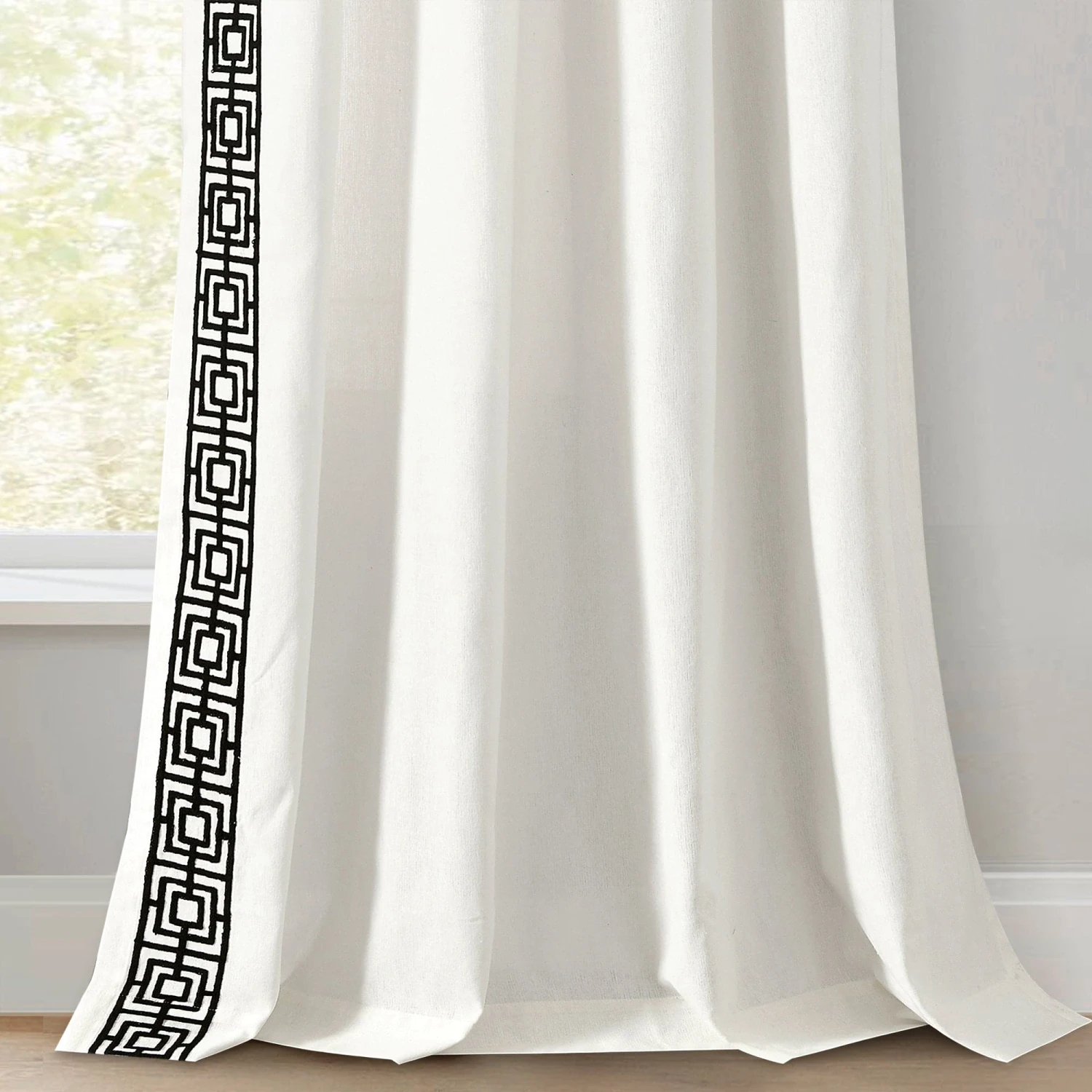 Luxury Modern Square Embroidery Border Window Curtain Panel - Image 13