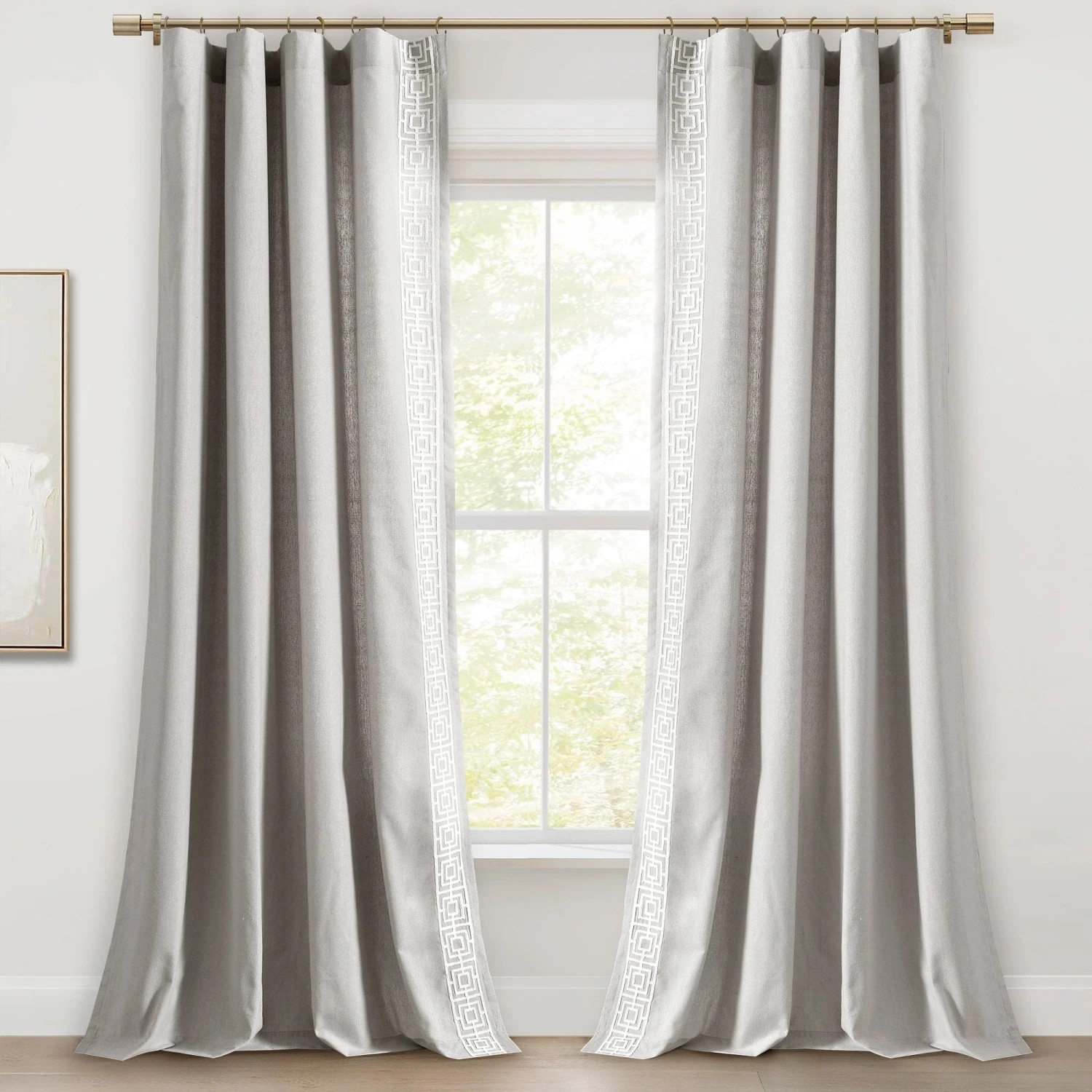 Luxury Modern Square Embroidery Border Window Curtain Panel - Image 14