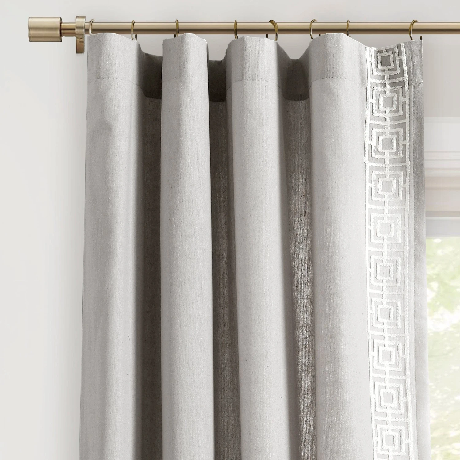 Luxury Modern Square Embroidery Border Window Curtain Panel - Image 3