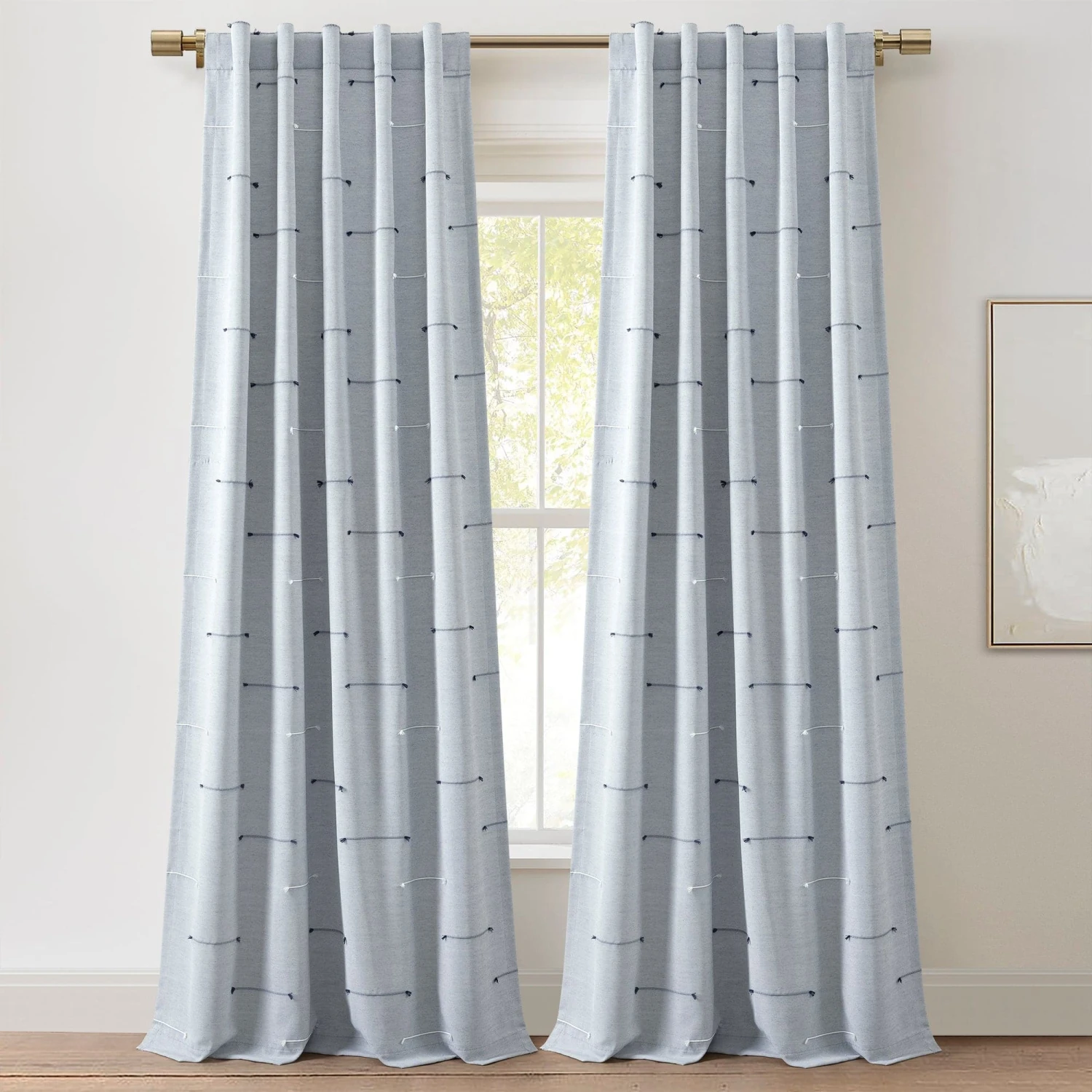 Boho Stripe Clip Jacquard Window Curtain Panel Set - Image 3