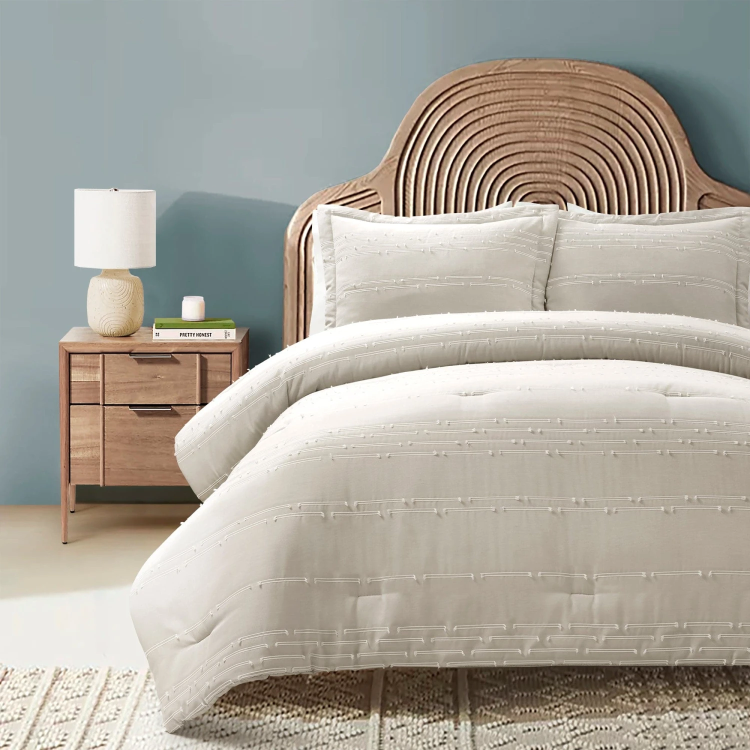 Clipped Stripe Jacquard 3 Piece Comforter Set - Image 2