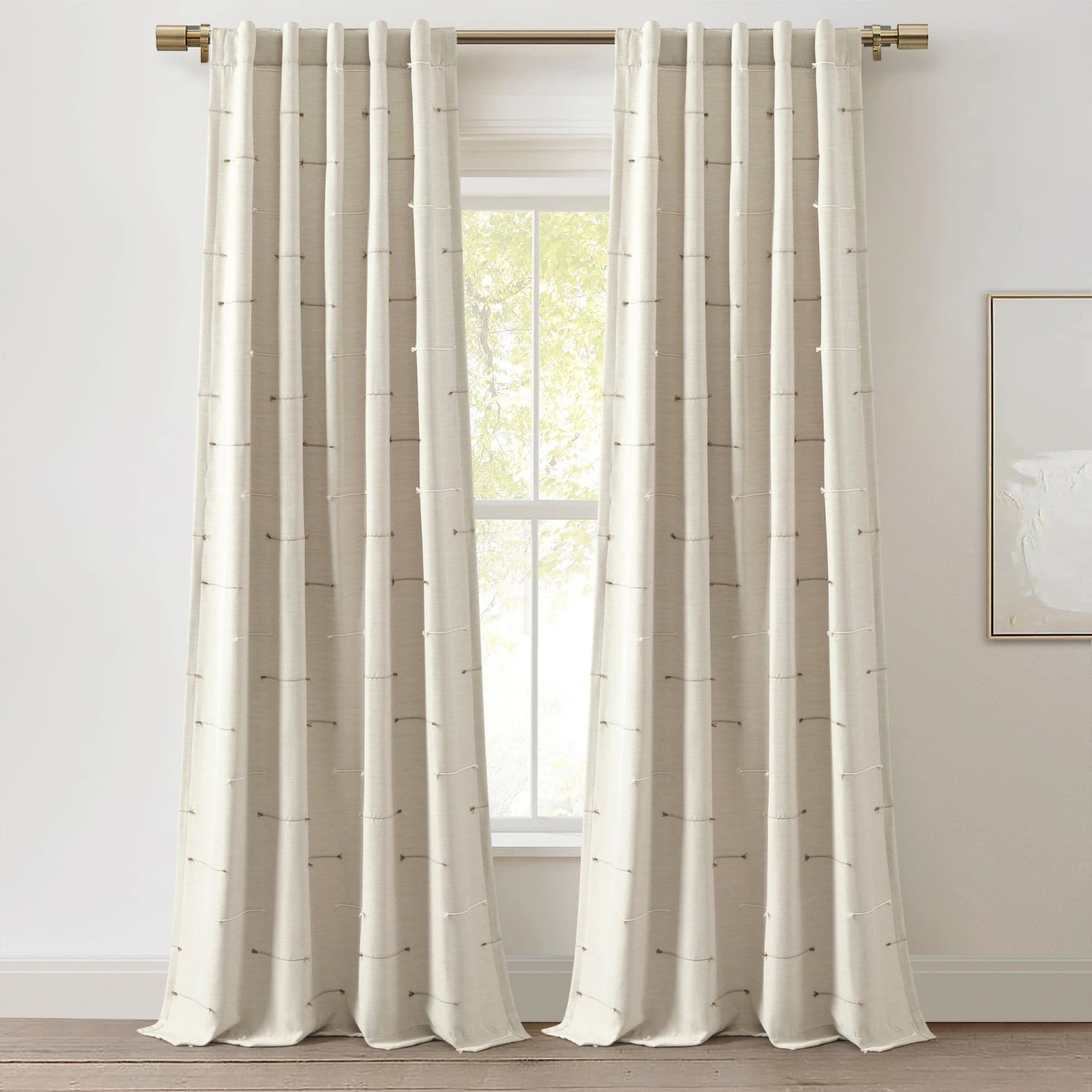 Boho Stripe Clip Jacquard Window Curtain Panel Set - Image 7