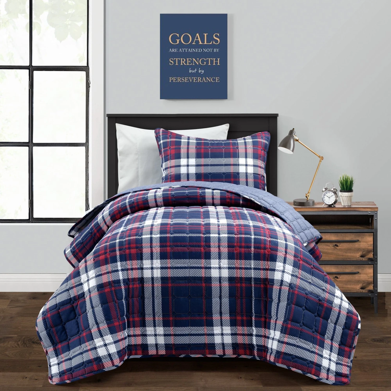 Grayson Farmhouse Plaid Reversible Quilt Set - Image 2