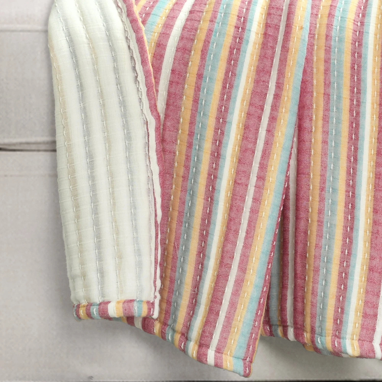 Tracy Stripe Kantha Pick Stitch Yarn Dyed Cotton Woven Throw - Image 2