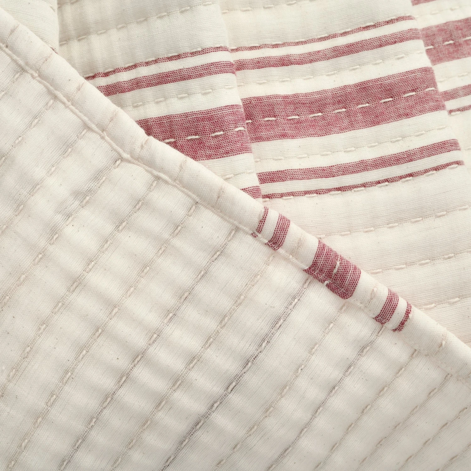 Farmhouse Stripe Kantha Pick Stitch Yarn Dyed Cotton Woven Throw - Image 11