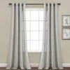 Faux Linen Grommet Window Curtain Panel Set