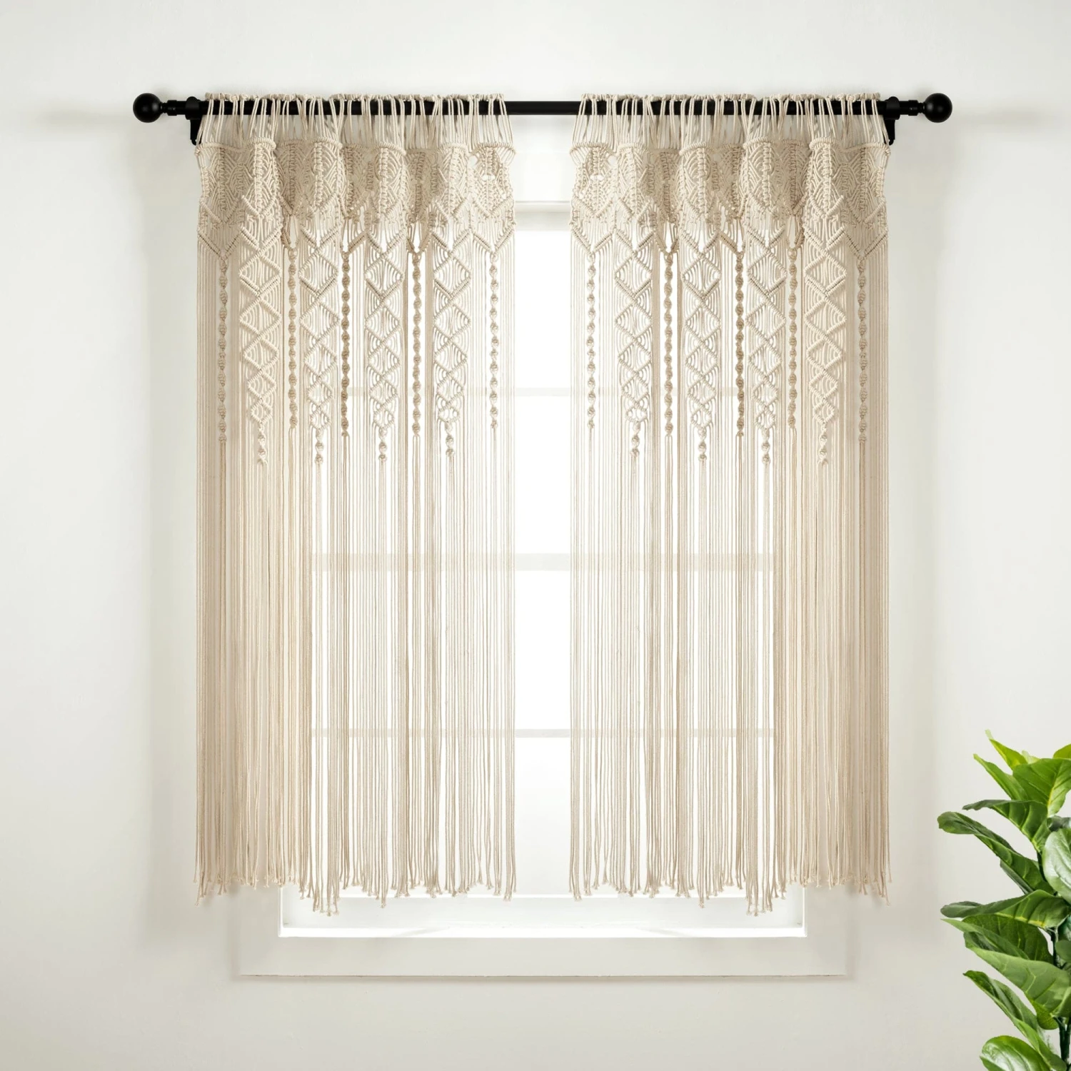 Boho Macrame Textured Cotton Window Curtain - Image 15