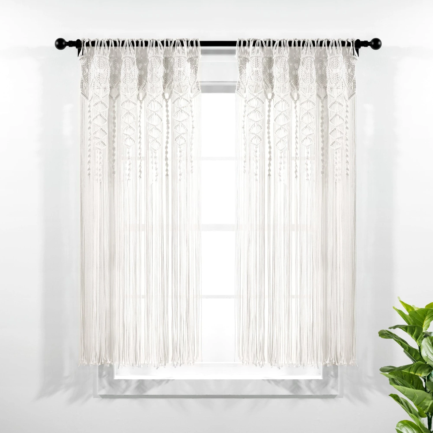 Boho Macrame Textured Cotton Window Curtain - Image 4