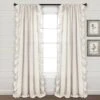 Faux Linen Ruffle Window Curtain Panel