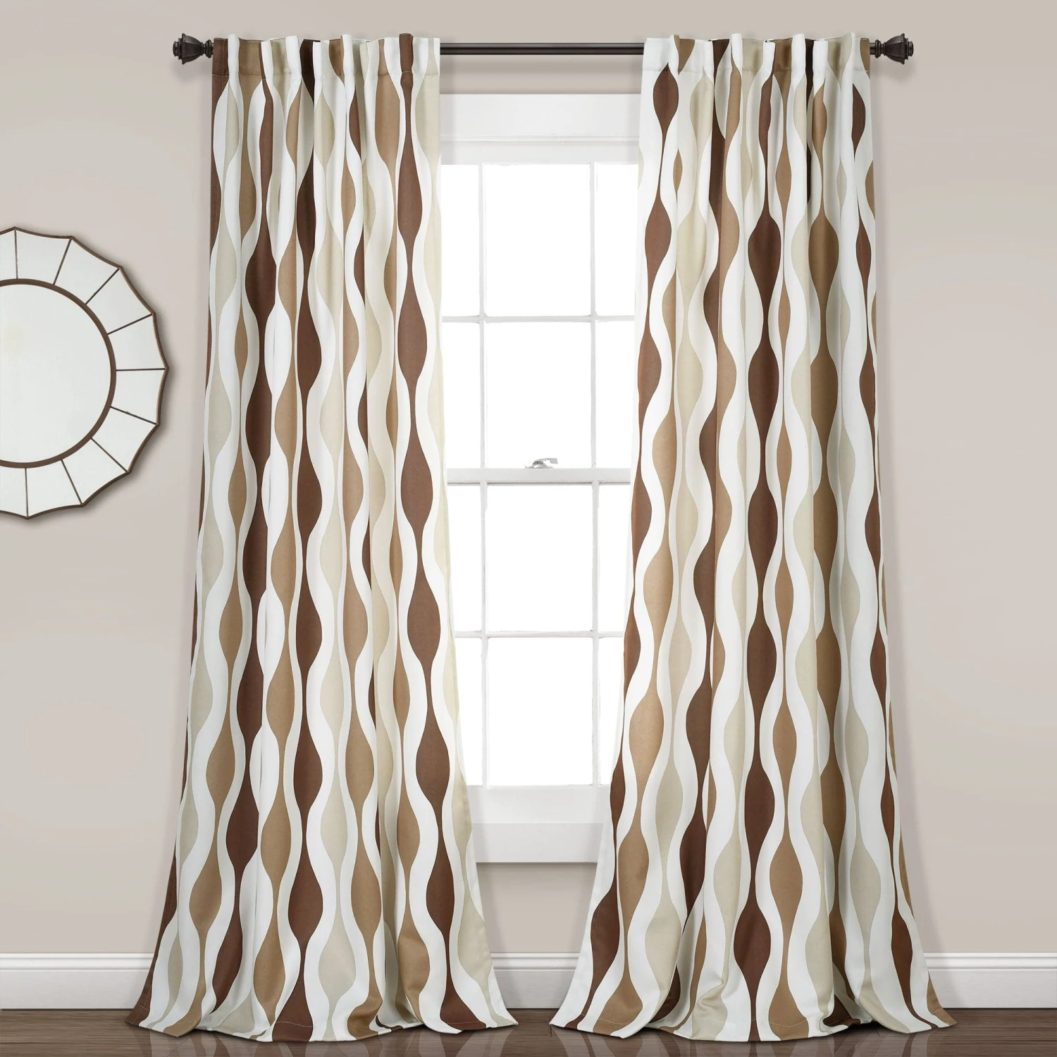 Mid Century Geo Light Filtering Window Curtain Panel Set - Image 6