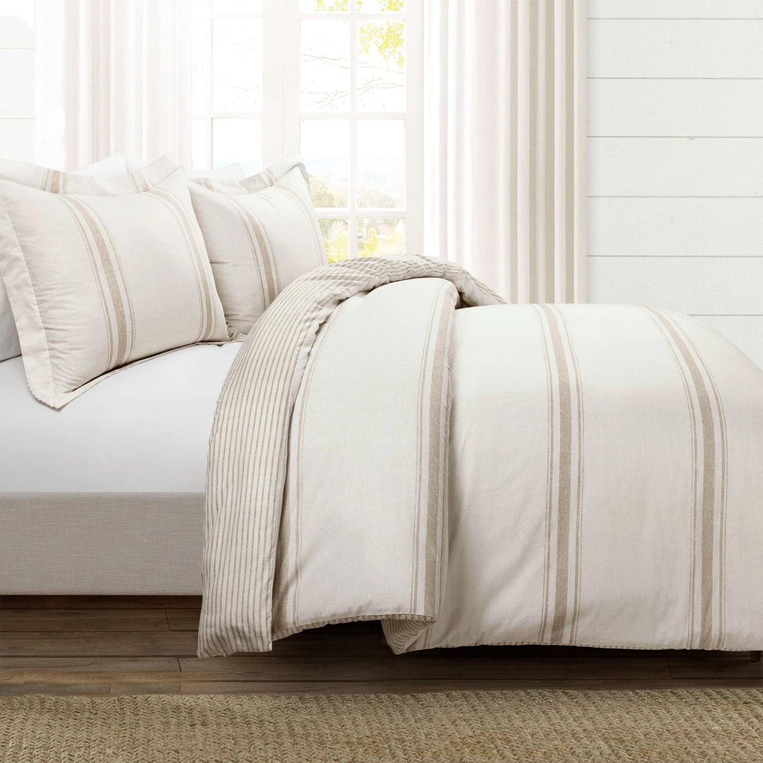 Farmhouse Stripe 100% Cotton Duvet Cover Set - Image 16