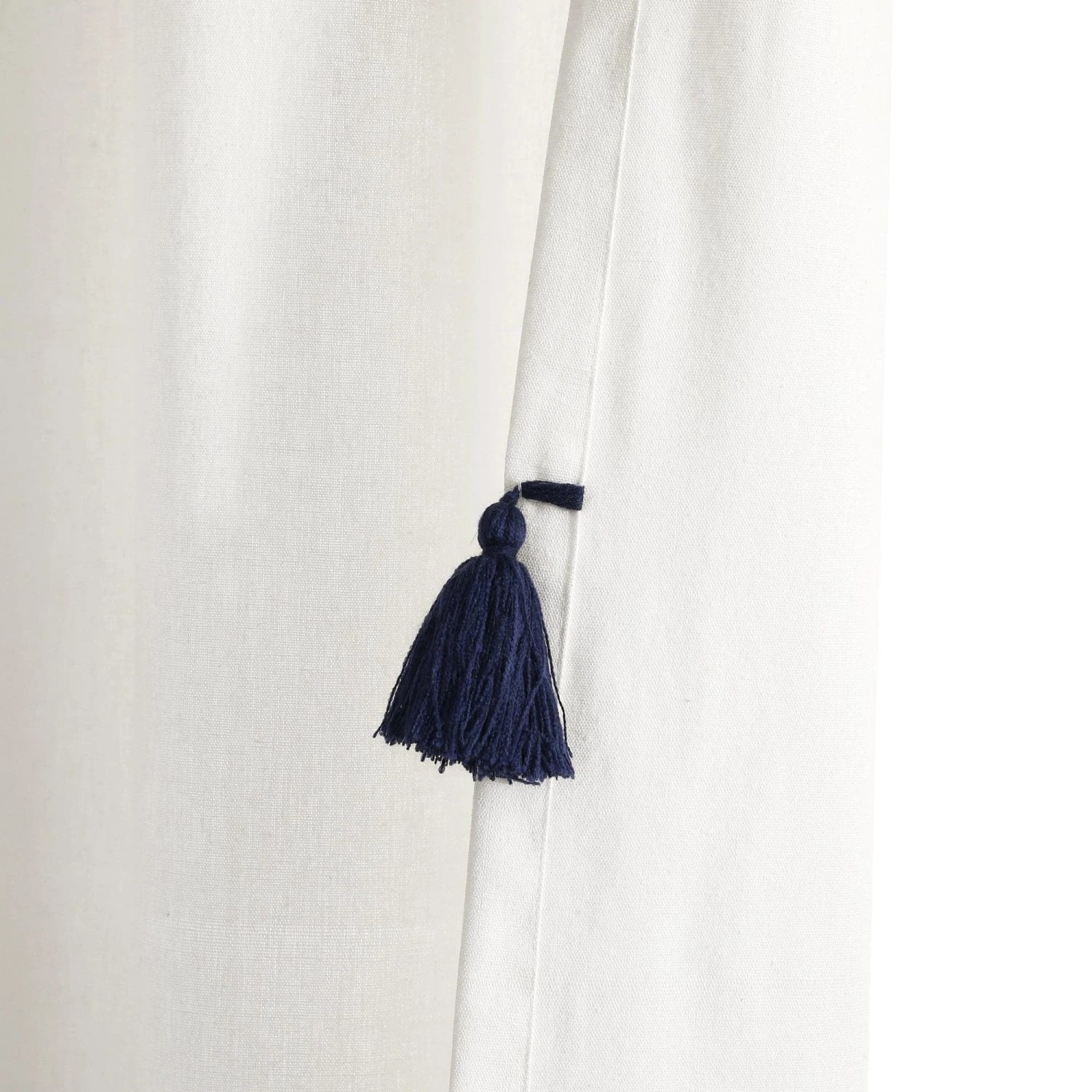 Boho Faux Linen Texture Tassel Window Curtain Panel - Image 11