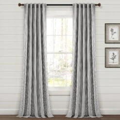 Farmhouse Vintage Stripe Recycled Cotton Window Curtain Panel Set