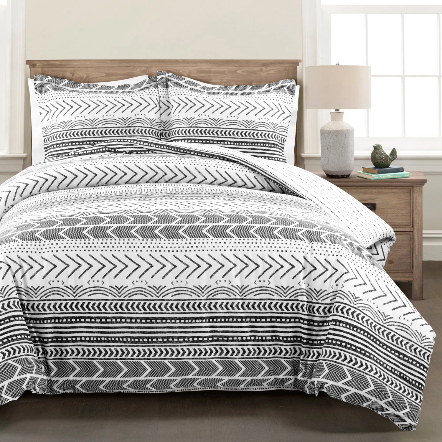Hygge Geo Reversible Cotton Duvet Cover 3 Piece Set - Image 2