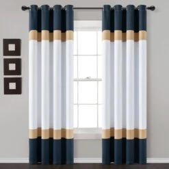 Alexander Color Block Light Filtering Window Curtain Panel Set