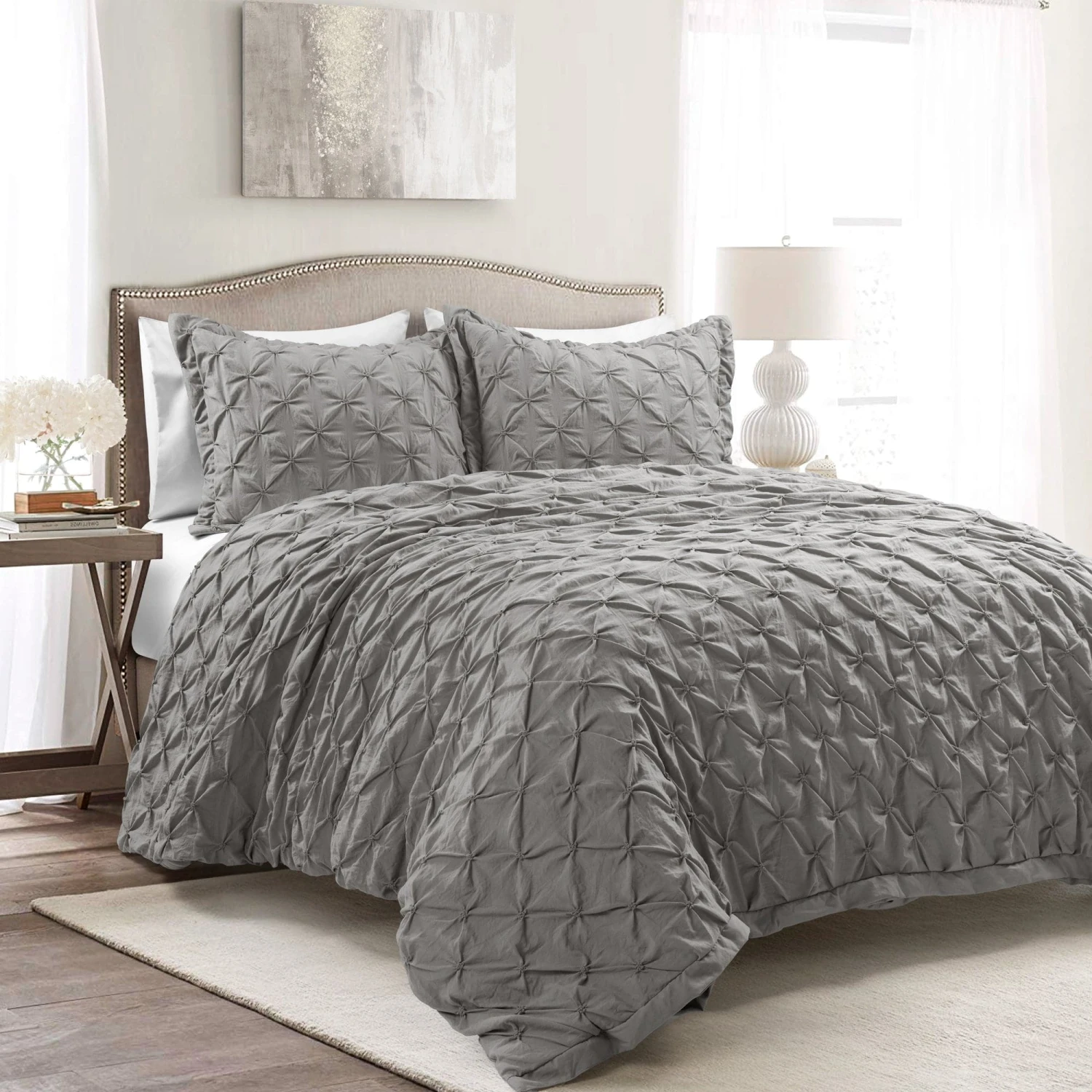 Ravello Pintuck 3 Piece Duvet Cover Set - Image 4