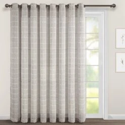 Farmhouse Textured Grommet Sheer Ultra Wide Window Curtain Panel