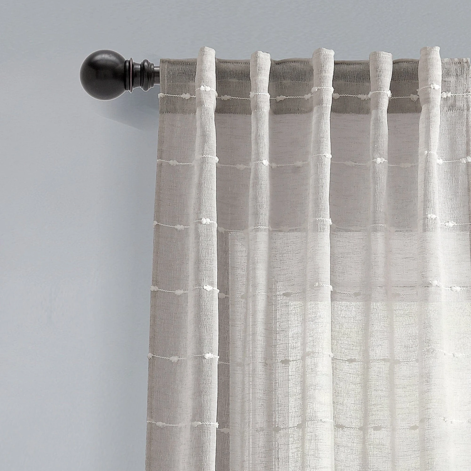 Farmhouse Textured Sheer Back Tab Rod Pocket Window Curtain Panel Set - Image 8