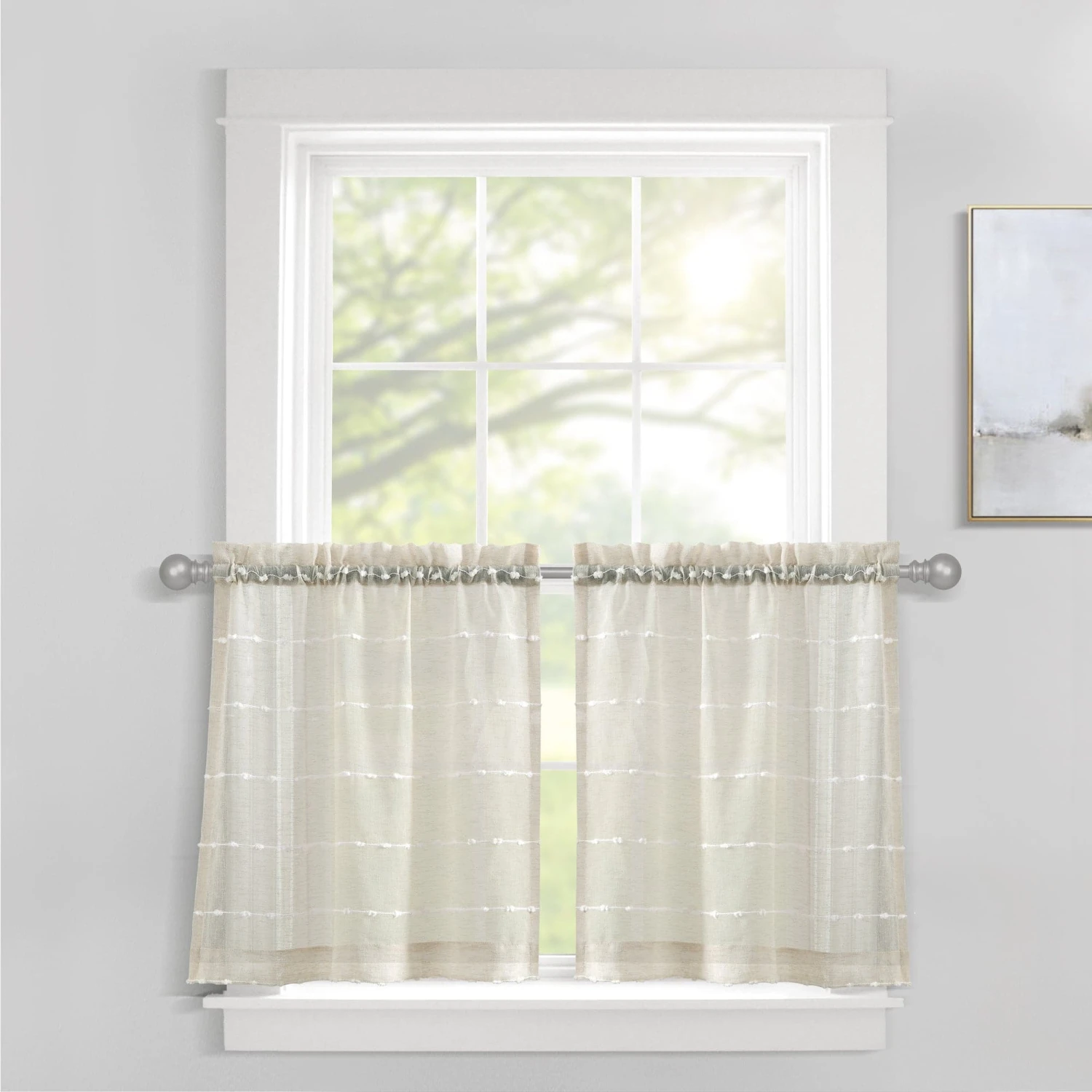 Farmhouse Textured Sheer Kitchen Window Tiers Set - Image 3