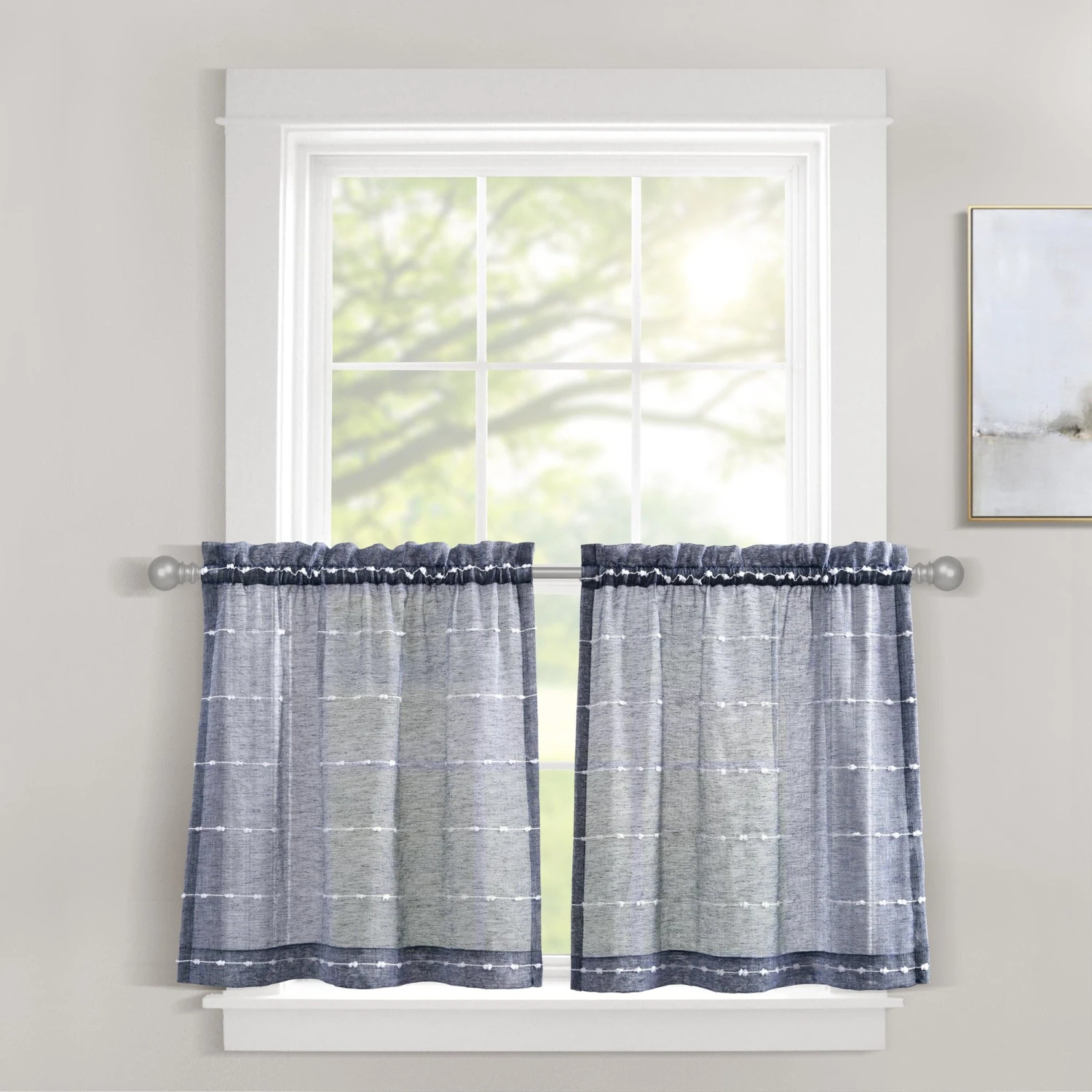Farmhouse Textured Sheer Kitchen Window Tiers Set - Image 4