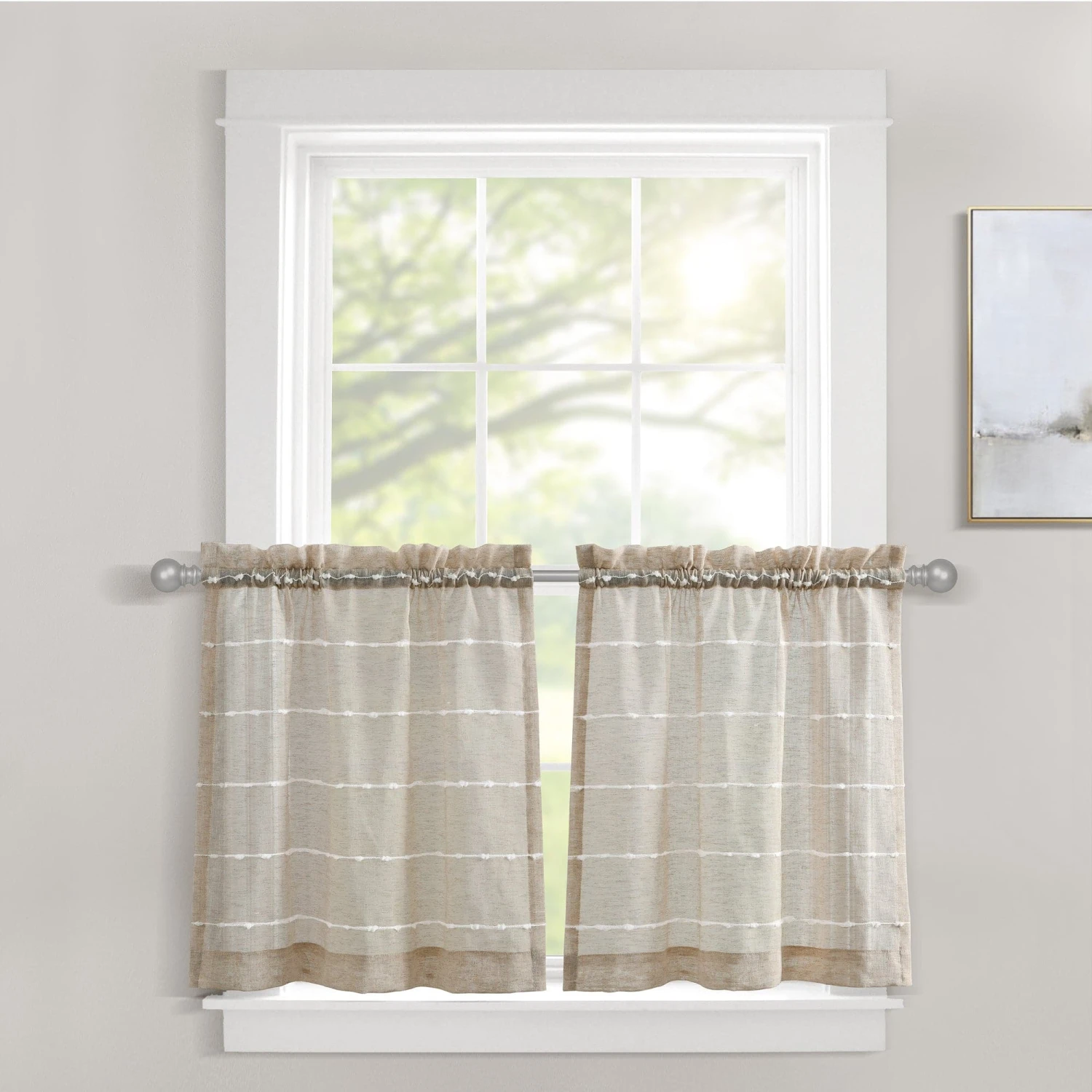 Farmhouse Textured Sheer Kitchen Window Tiers Set - Image 5