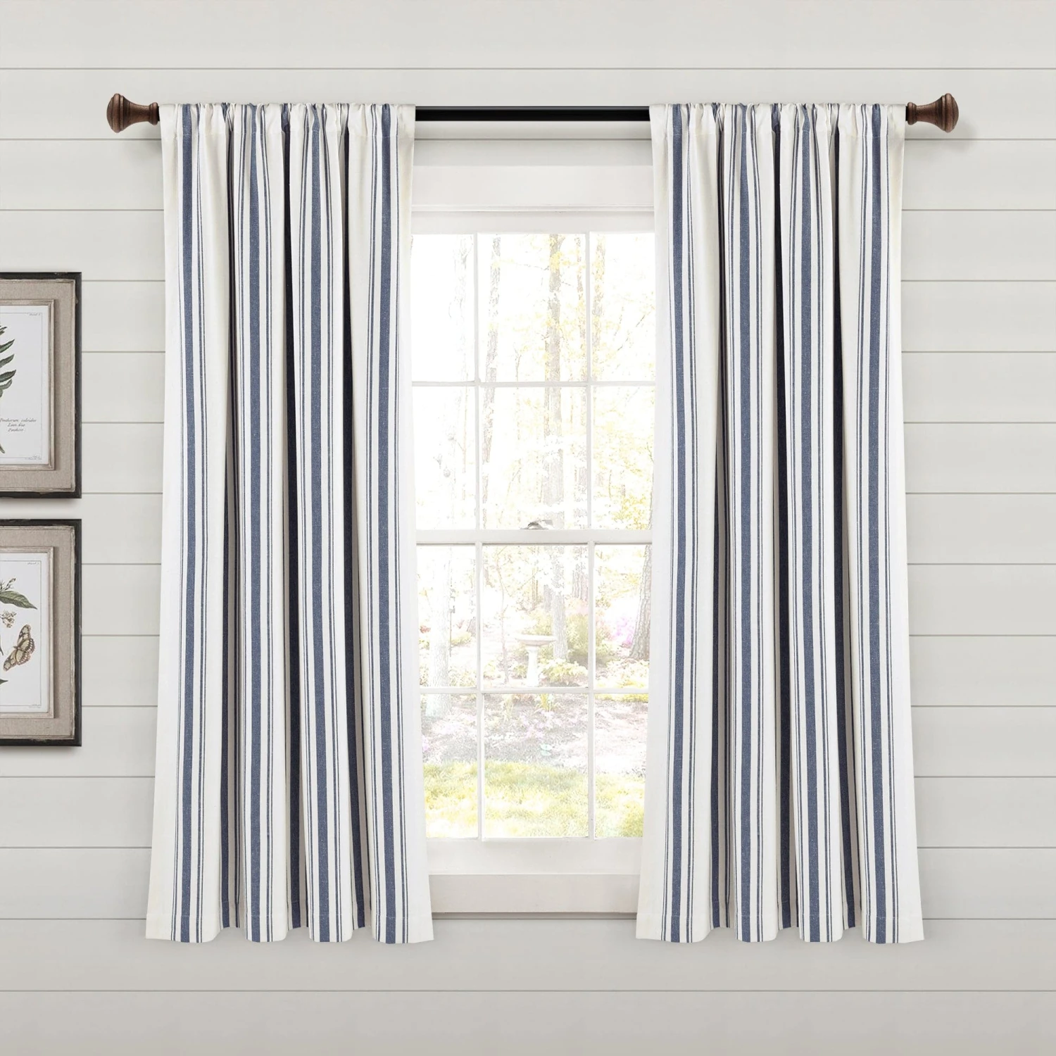 Farmhouse Stripe Yarn Dyed Recycled Cotton Window Curtain Panel Set - Image 3