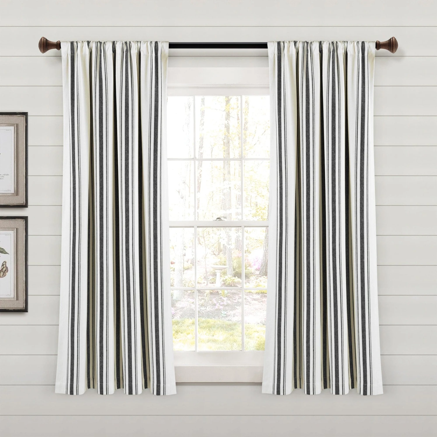 Farmhouse Stripe Yarn Dyed Recycled Cotton Window Curtain Panel Set - Image 10