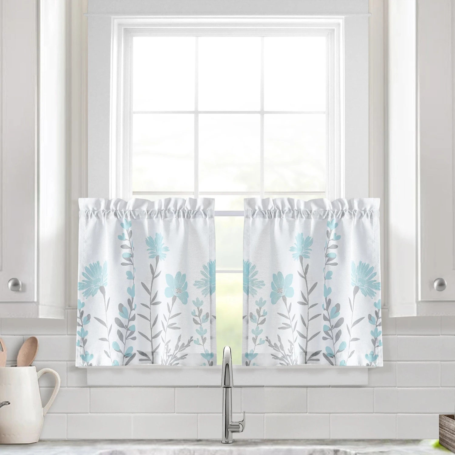 Aprile Faux Linen Kitchen Window Tiers Set - Image 3