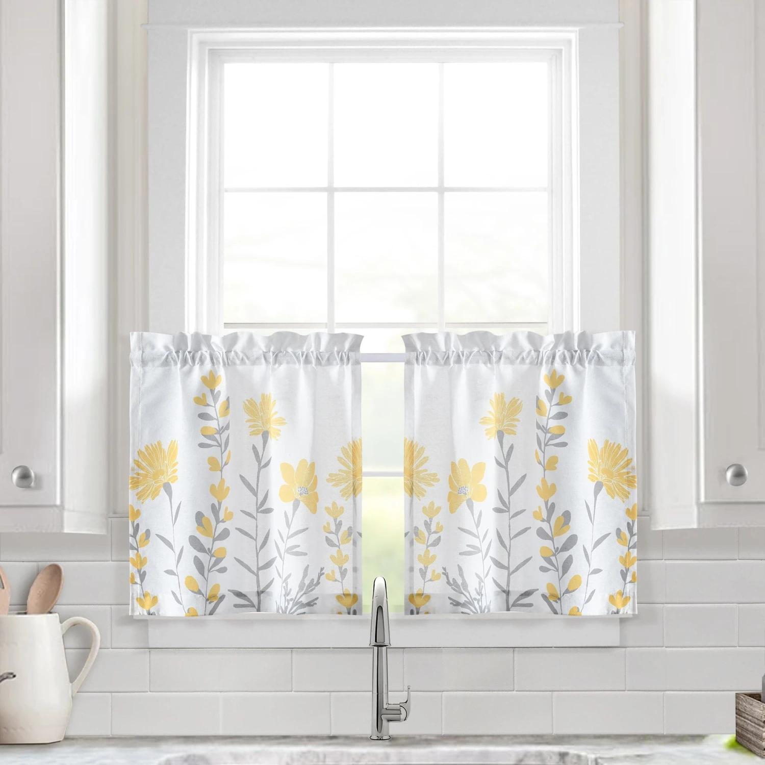 Aprile Faux Linen Kitchen Window Tiers Set - Image 8