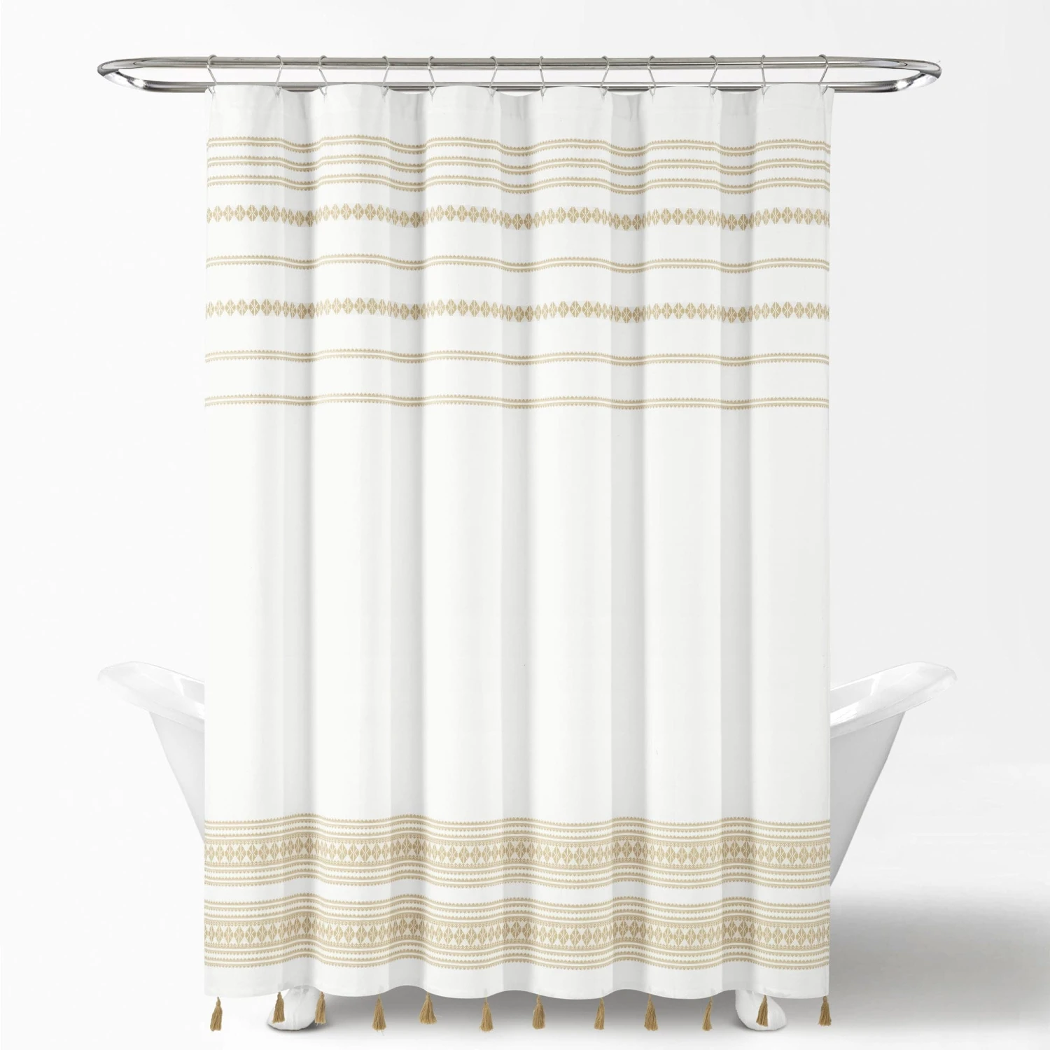 Breezy Chic Tassel Jacquard Recycled Cotton Shower Curtain - Image 17