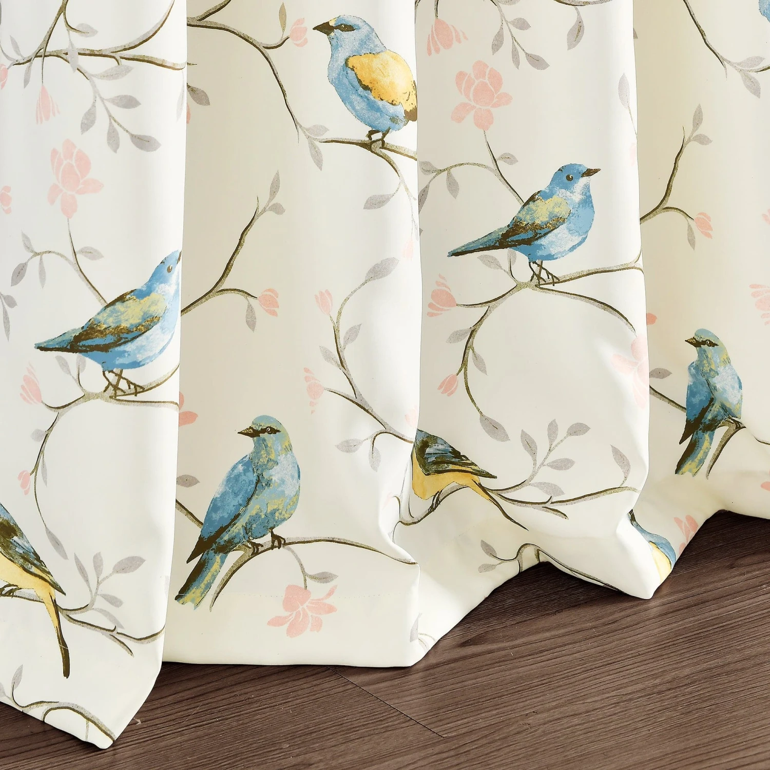 Botanical Bird & Flower Light Filtering Window Curtain Panel Set - Image 4