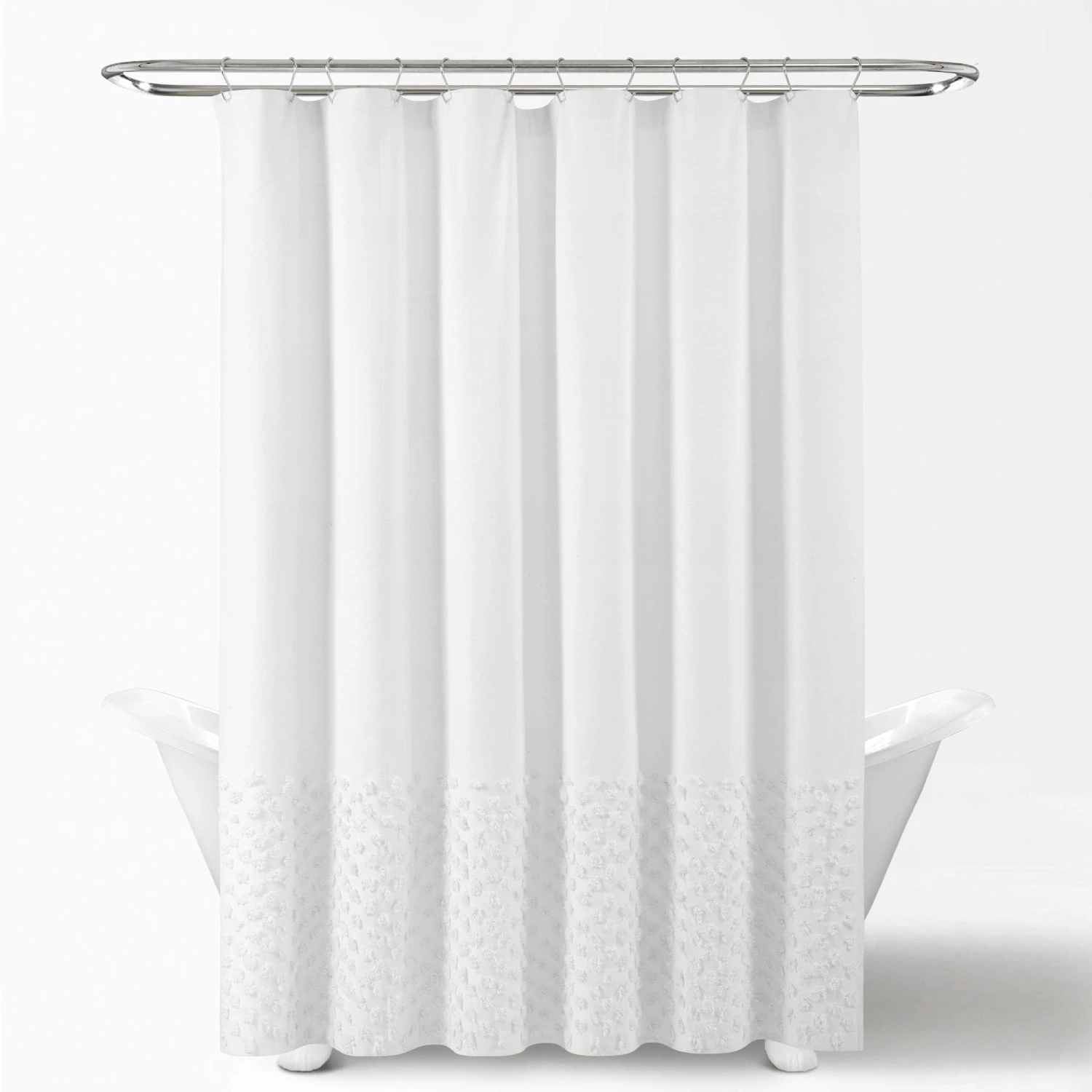 Boho Polka Dot Yarn Dyed Recycled Cotton Shower Curtain - Image 3