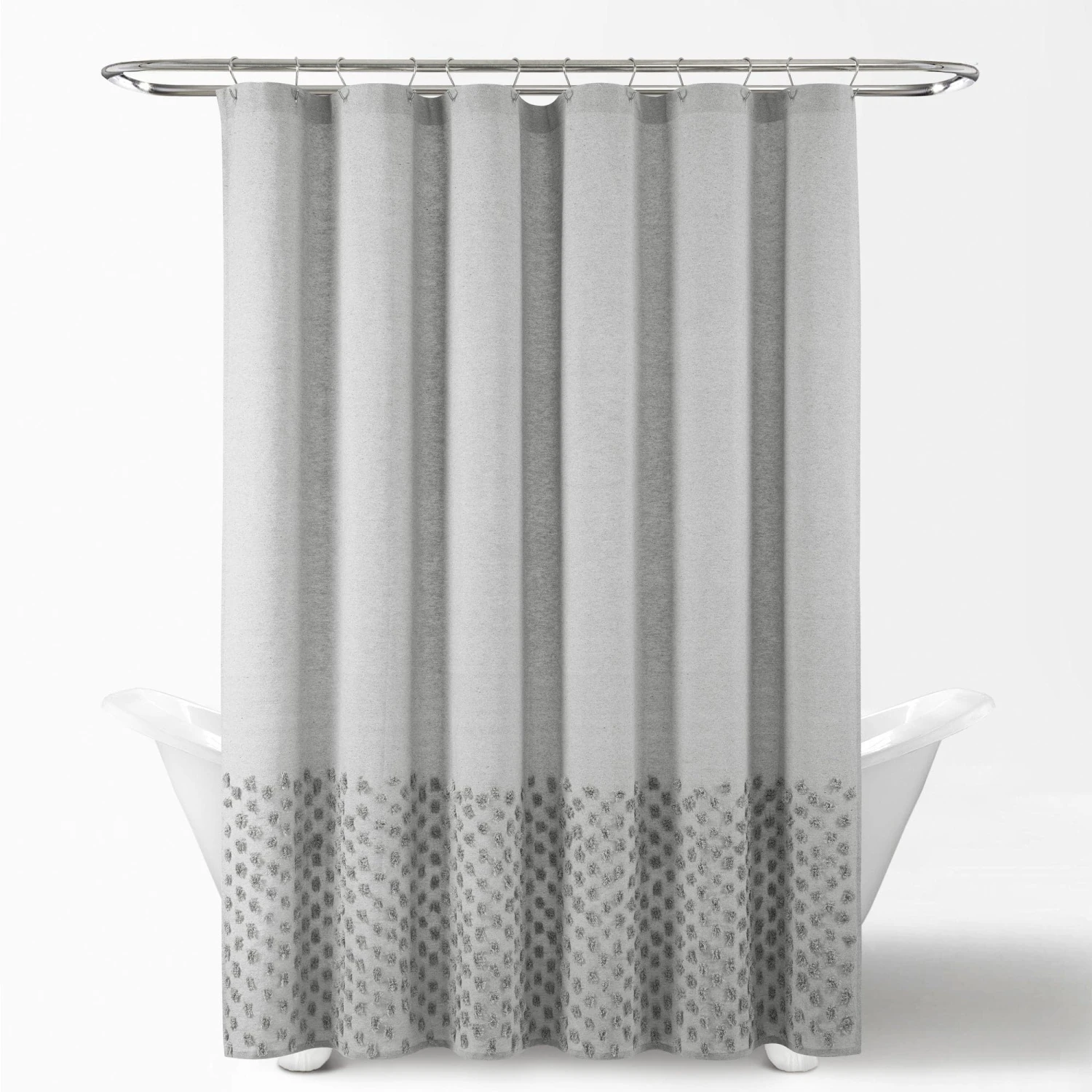 Boho Polka Dot Yarn Dyed Recycled Cotton Shower Curtain - Image 7