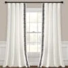 Luxury Modern Flower Linen Like Embroidery Border Window Curtain Panel