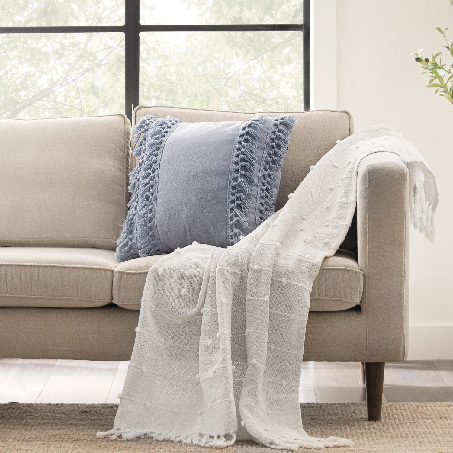 Boho Tufted Cotton Woven Tassel Fringe Throw - Image 15