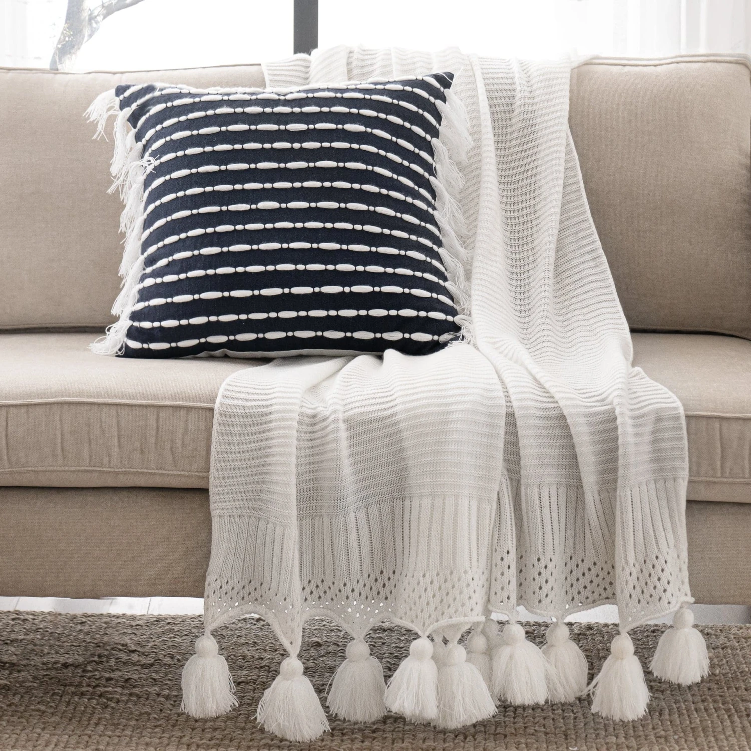 Boho Knitted Tassel Throw - Image 17