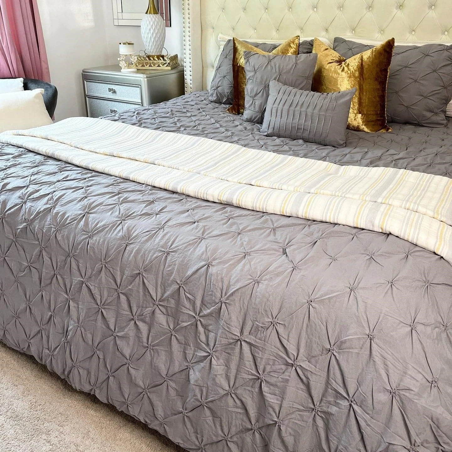 Solange Stripe Kantha Pick Stitch Yarn Dyed Cotton Woven Quilt/Coverlet Set - Image 18